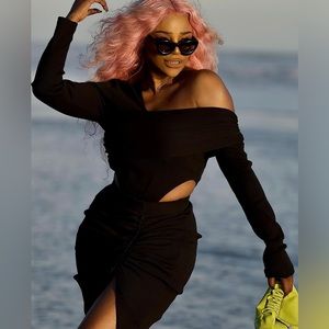 Amazon the Drop x itsjuliettefoxx Black One-Shoulder Bodysuit NWT